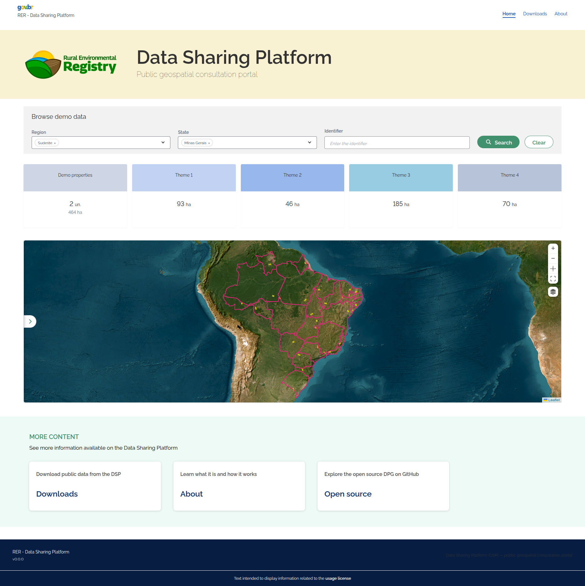 Consulta pública do DSP — tela inicial com mapa e filtros